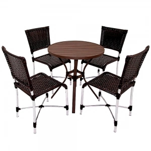4 cadeiras Jade + mesa Ripada aro 70 redonda